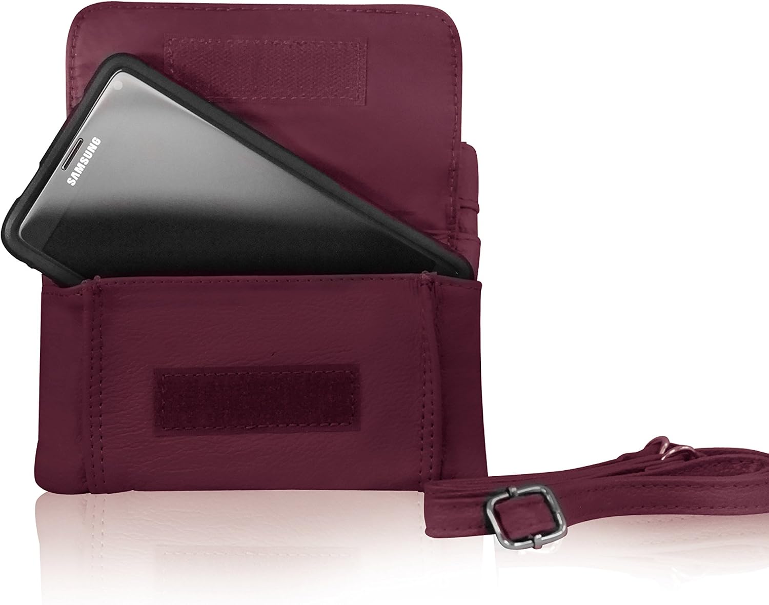 Motorcyclist Fanny Pack - Four Main Compartments, Shoulder Strap - Wine
