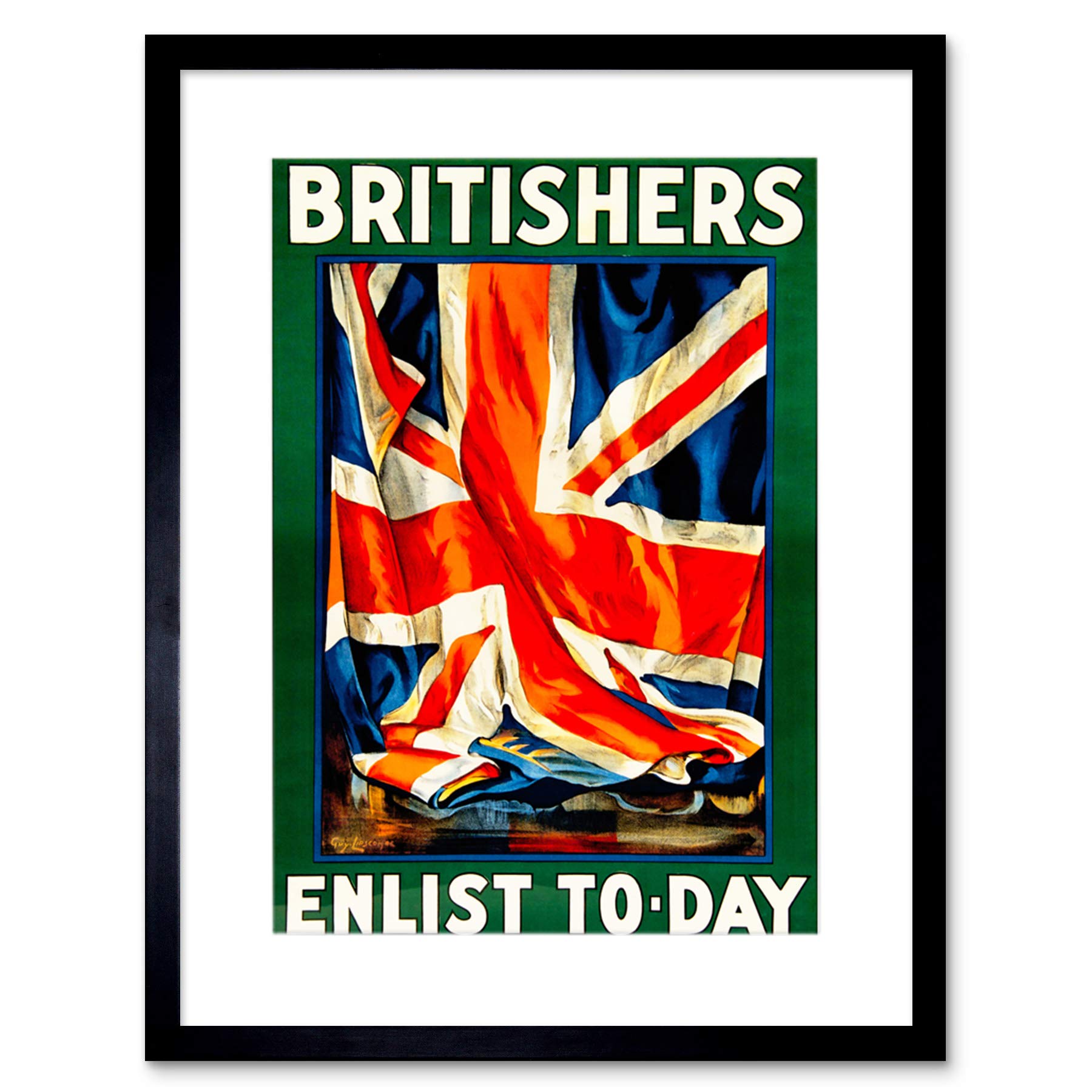 Wee Blue Coo War WWI UK Britishers Enlist Union Flag Jack UK Framed Wall Art Print