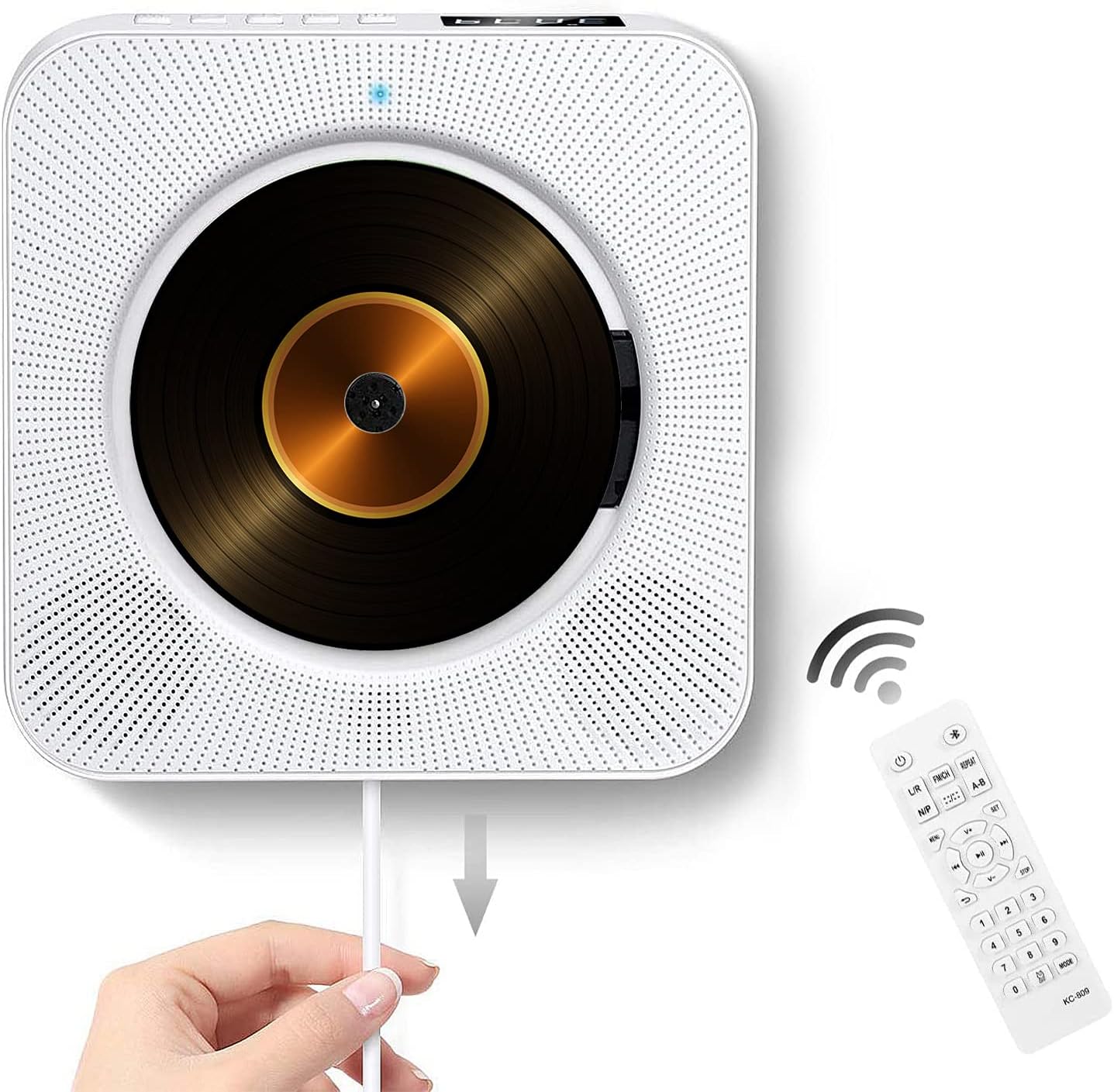 CD Player Portable Wall Mountable with Bluetooth 4.2 FM Radio USB/TF/AUX MP3 Remote Control LED Display Sleep Timer, White (Highest Upgraded)