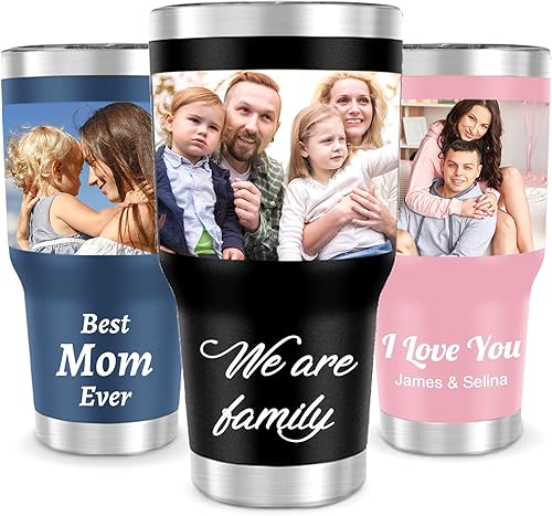 Miniatura 10 de Vaso personalizado con imágenes y nombre de texto, vaso aislado de doble pared personalizado, regalos personalizados para padres para mujeres,
