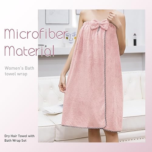 Miniatura 4 de KOIKEY Toalla de baño para mujer, microfibra ajustable súper absorbente para secado rápido del cabello y el cuerpo para gimnasio, spa, sauna y