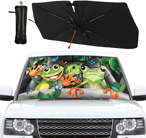 Miniatura 8 de Edeeil Divertida cubierta de parasol para automóvil, diseño de gallo y divertido y plegable, bloquea los rayos UV, mantiene el vehículo fresco para