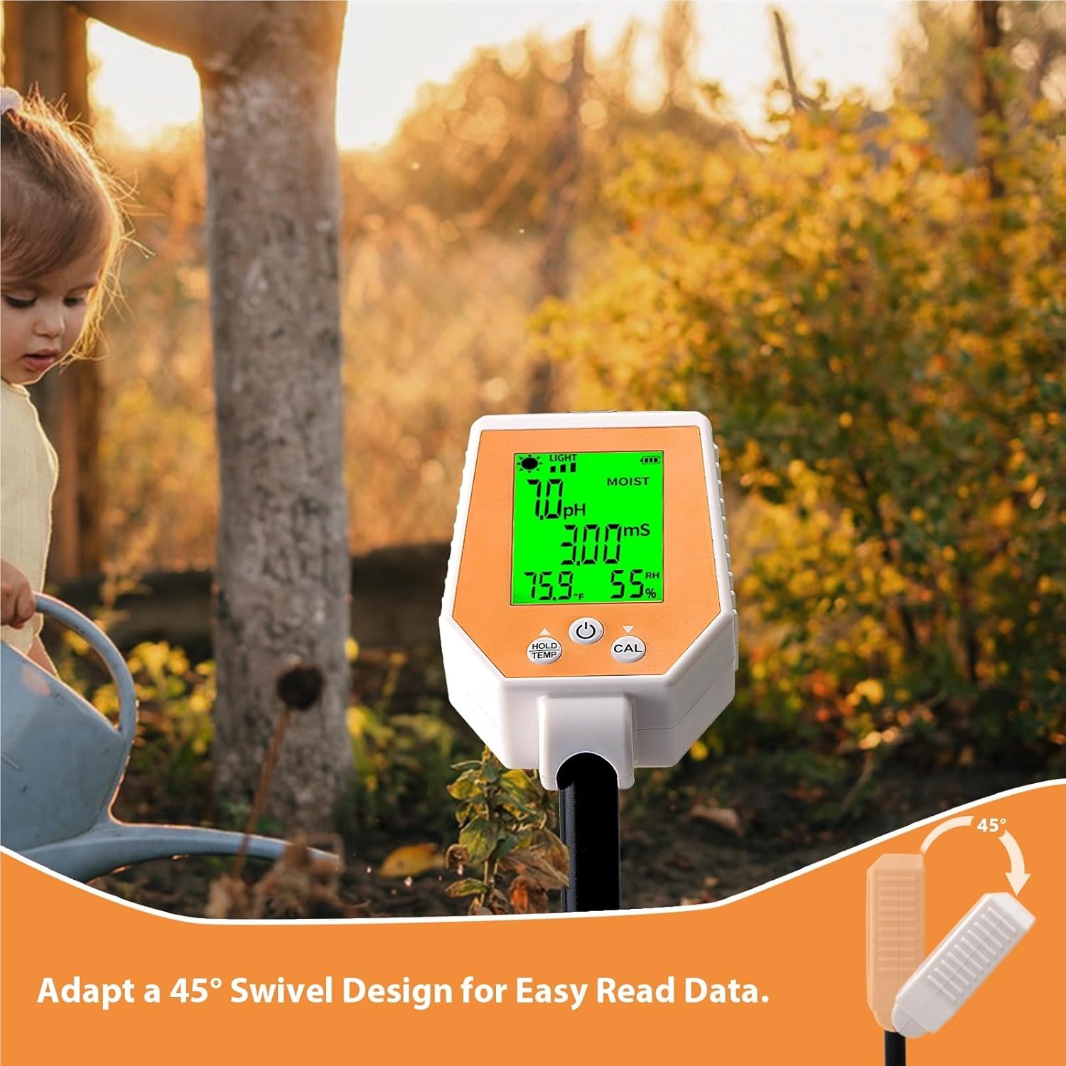 6 in 1 Soil Ph Meter Farm Garden Soil Moisture Tester Ec Detector Sunlight Intensity Air Humidity Temp Test