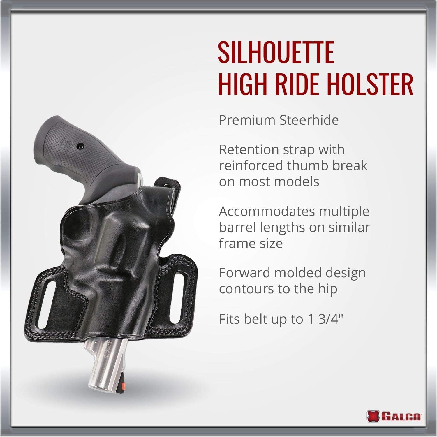 Galco Silhouette High Ride Holster for 1911 5-Inch Colt, Kimber, para, Springfield