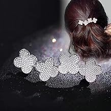 Barrette Boho Rhinestone Flower Crystal Floral Hairpin Barrette Silver Four Leaf Clover Metal Non-slip Barrettes Geometric Hairstyle Hairdressing Accessories For Women
