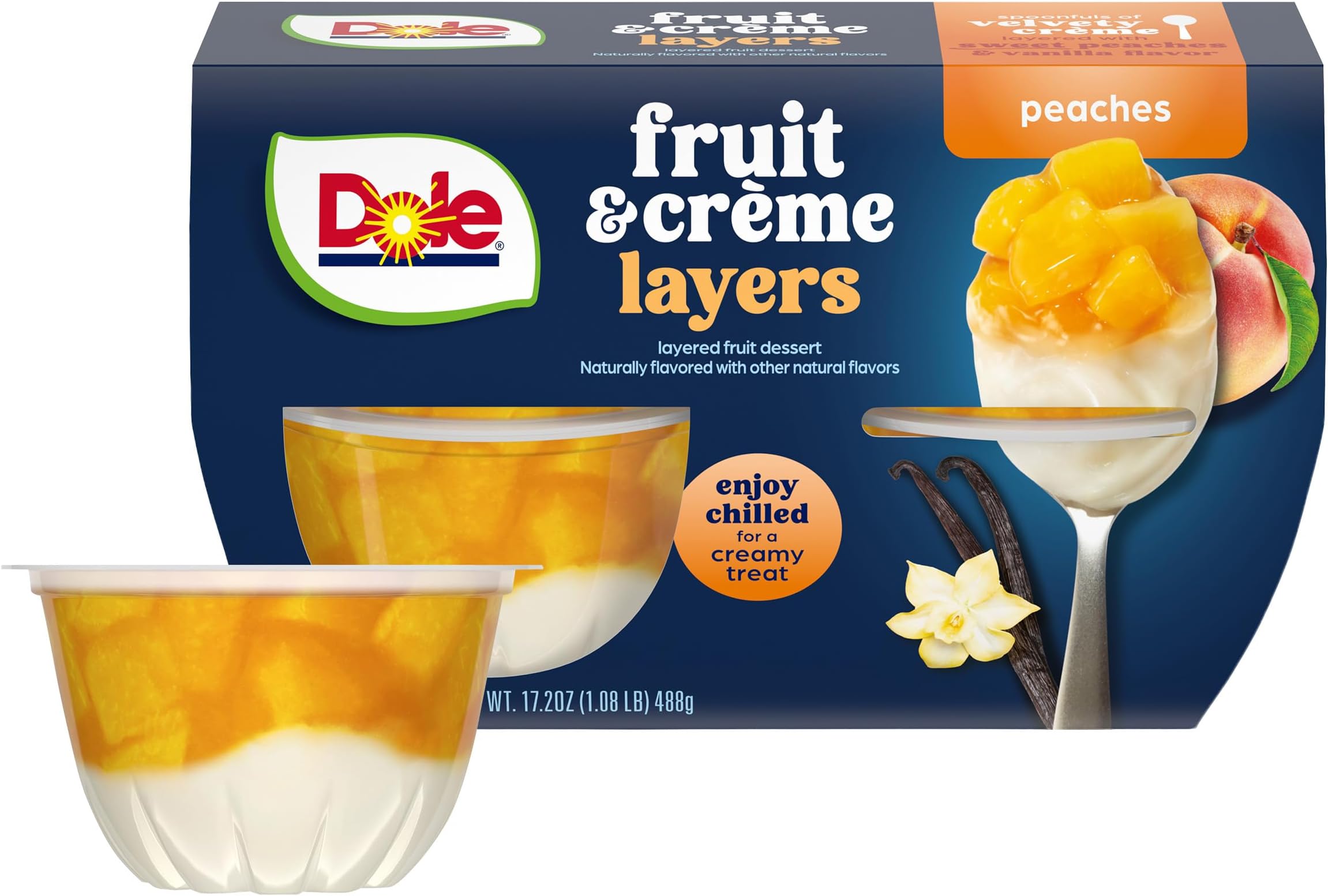 Fruit Bowls Peaches & Creme Layers Snacks, 4.3oz 4 Total Cups