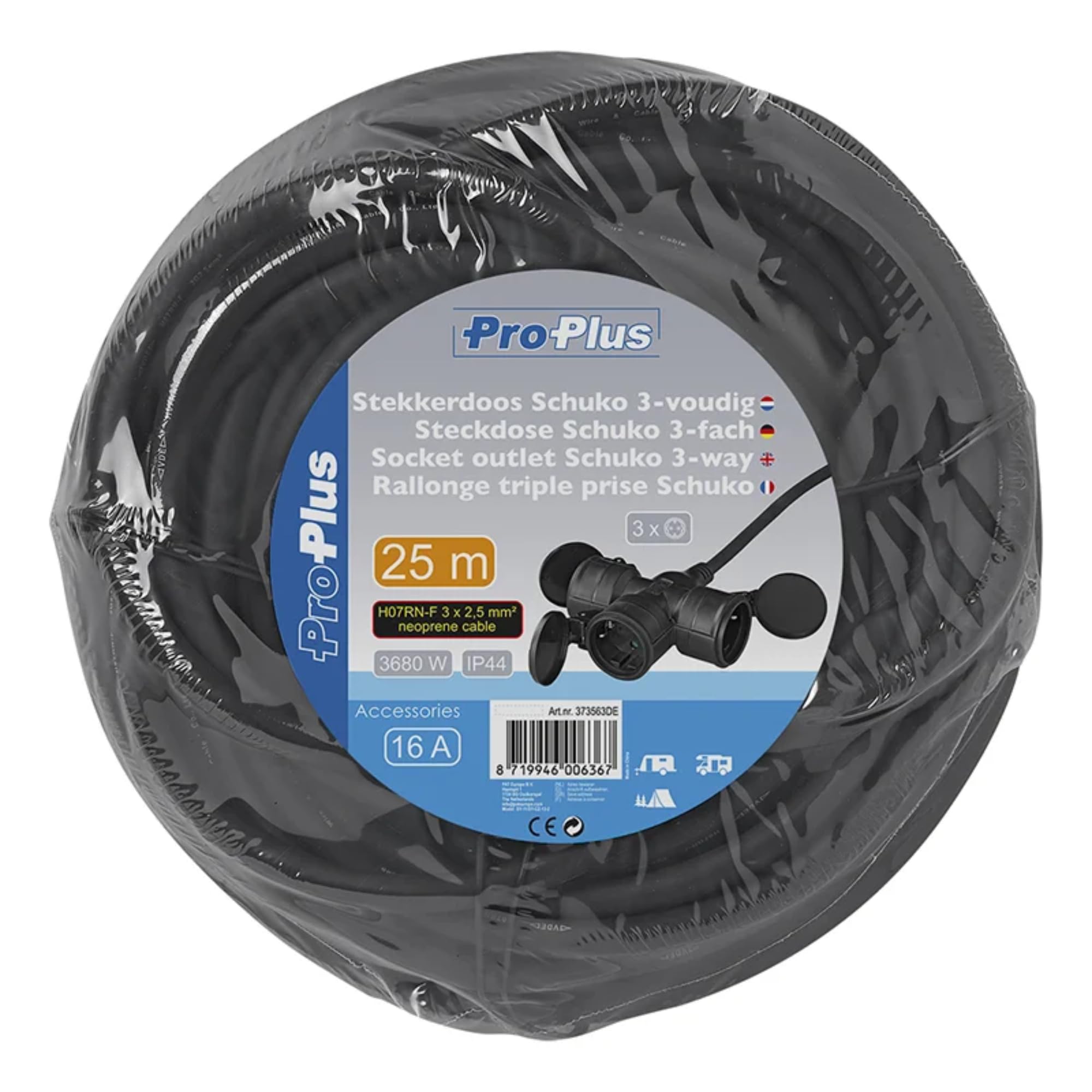 ProPlus Steckdose Schuko 3-Fach 25M 3x2,5mm²
