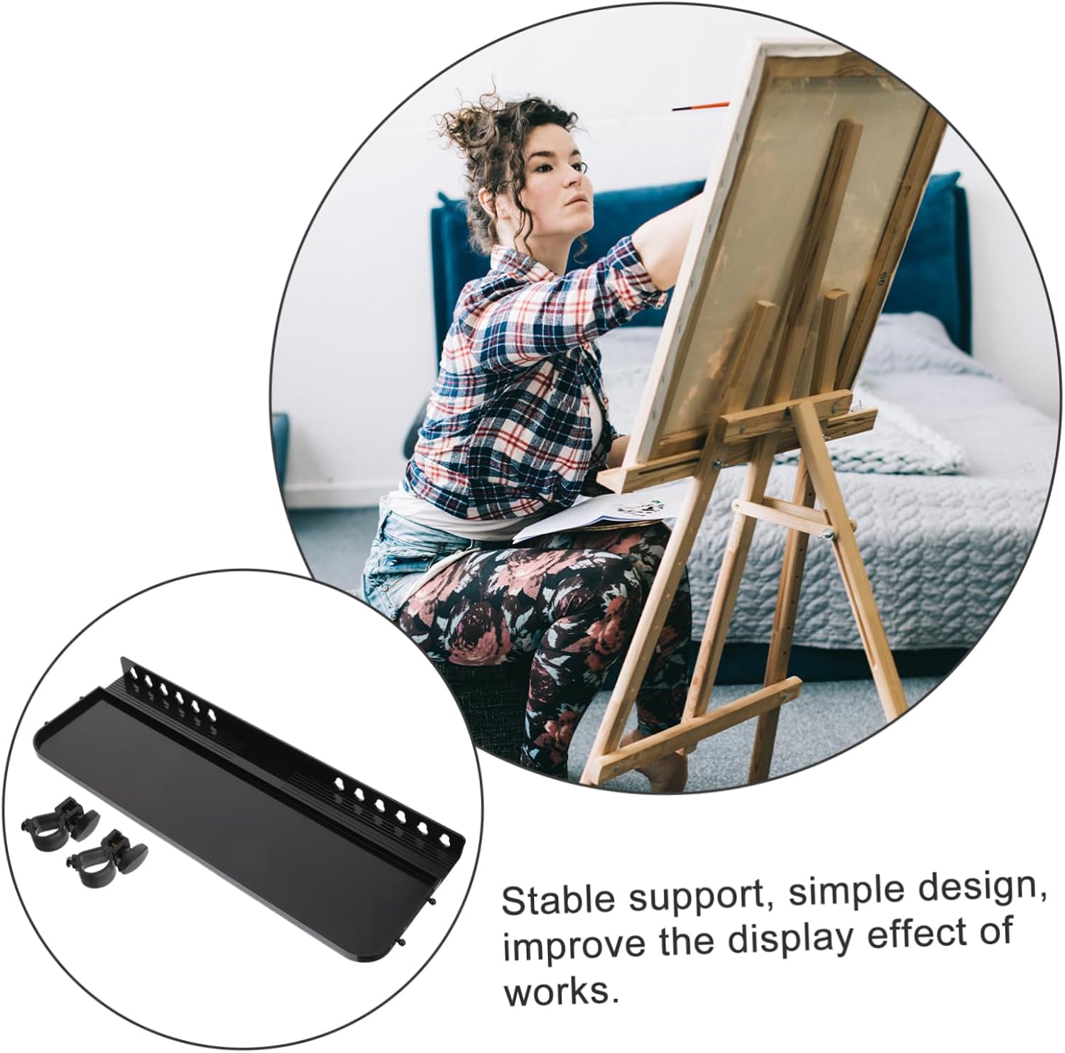 NUOBESTY Easel Tray Replacement for Artists Sturdy and Easy to Install Sketch Rack Tray Convenient Painting Tools Holder for Easels for Beginners and Art Classes