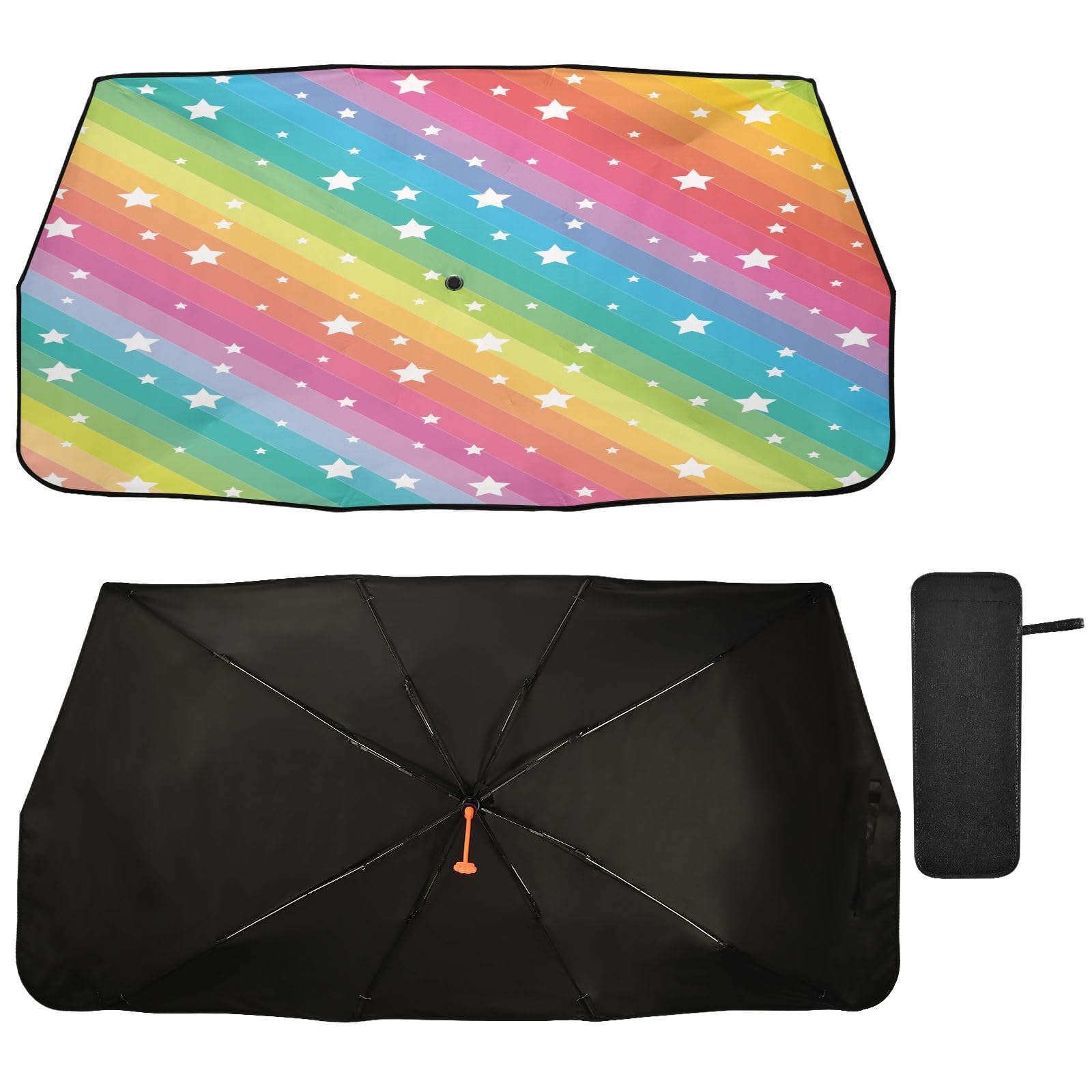 Parasole per parabrezza auto retrò arcobaleno sfumato pieghevole per