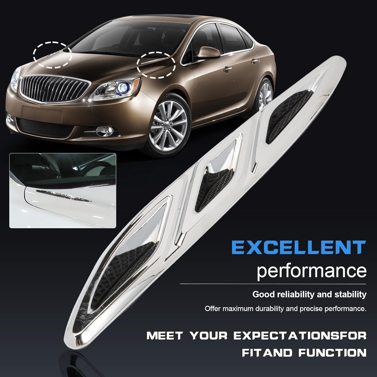 Front Hood Vents Grille Trim for Verano 2012-2016, 20811309 20811310 Engine Accessories