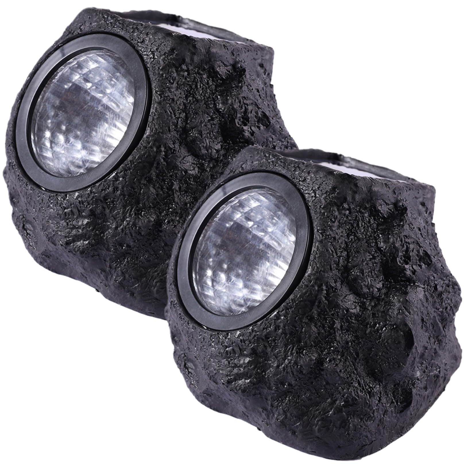 Solar Rock Lights for Outside, 2PCS Waterproof Realistic Stone Solar Spotlight LED Warm Ground Lights for Pathway Walkway Yard Garden, 6x5x5 Inch