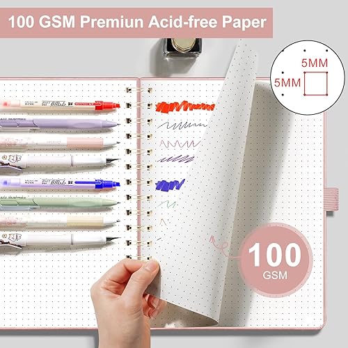 Miniatura 40 de EMSHOI Diario de puntos y viñetas – Cuaderno espiral de cuadrícula de puntos de 8.5 x 11 pulgadas, cuaderno de puntos grande A4, papel grueso