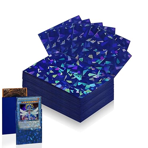 100 Count Blue Card Sleeves for Trading Cards, Perfect Fit Shiny MTG Card Sleeves, Holographic Card Sleeve Fit for Magic, Photocard, TCG, Baseball/Sports Cards, Yugioh Card, Game Card 66 * 91 mm - Blue - 100