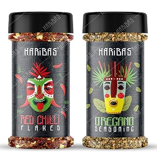 HARIBAS Combo Of Red Chilli Flakes&Oregano Sprinkler,100Gram Each,Natural Ingredients,Chilli Flakes&Oregano Seasonings 100% Pure,Vegetarian Pizza,Pasta,Sandwich Uses,Same Taste Every Time