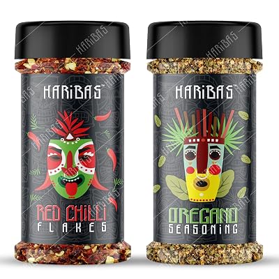 HARIBAS Combo Of Red Chilli Flakes&Oregano Sprinkler100Gram EachNatural IngredientsChilli Flakes&Oregano Seasonings 100%