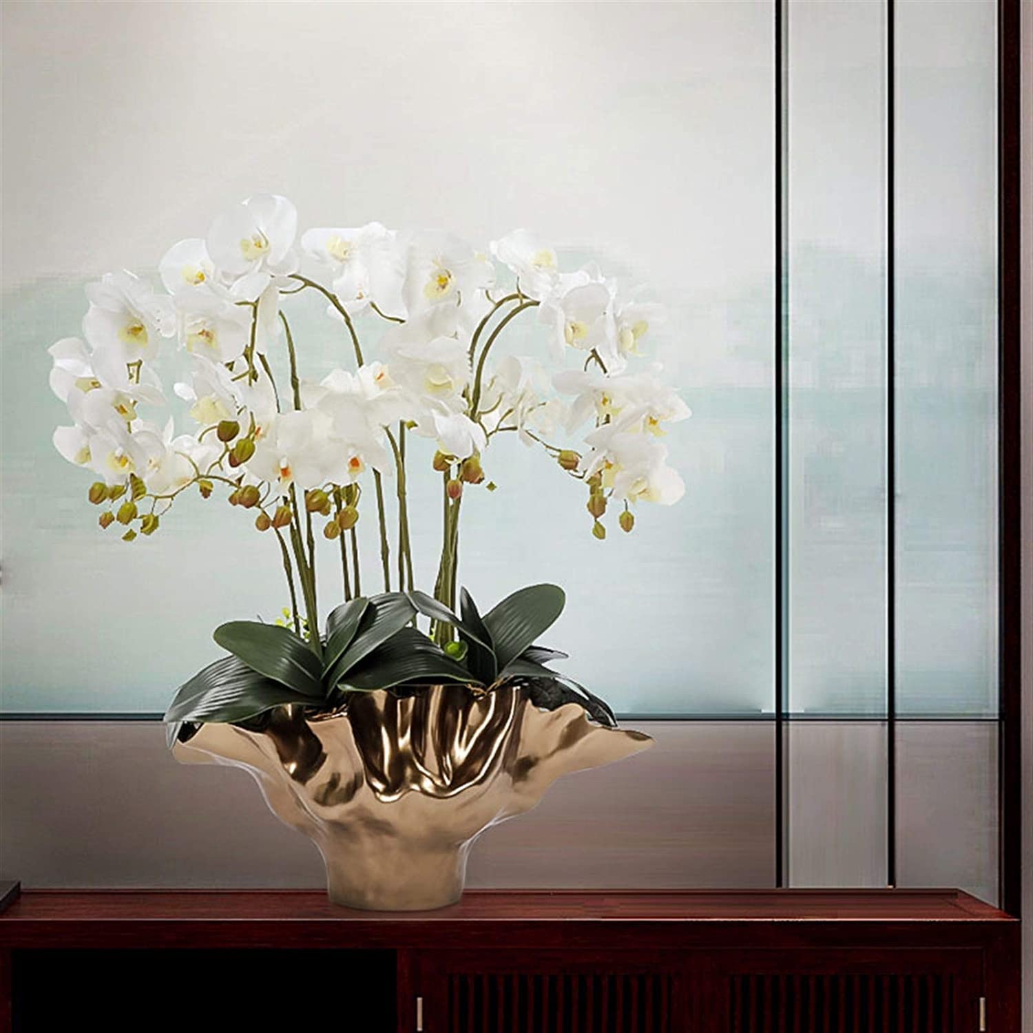 Fleurs artificielles, Fausses orchidées, orchidées décoratives, Centre de Table Artificiel, Grande orchidée Artificielle, Fausse Plante en Pot, Ensemble de Fleurs artificielles, Belle Forme