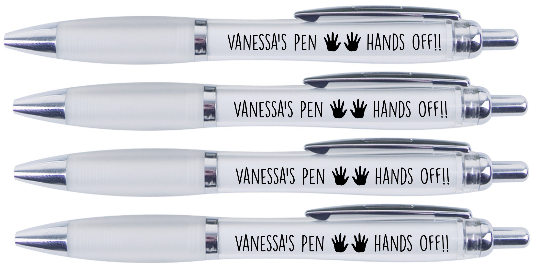 VANESSA'S PEN HANDS OFF!!, 4 PRINTED PENS FOR VANESSA