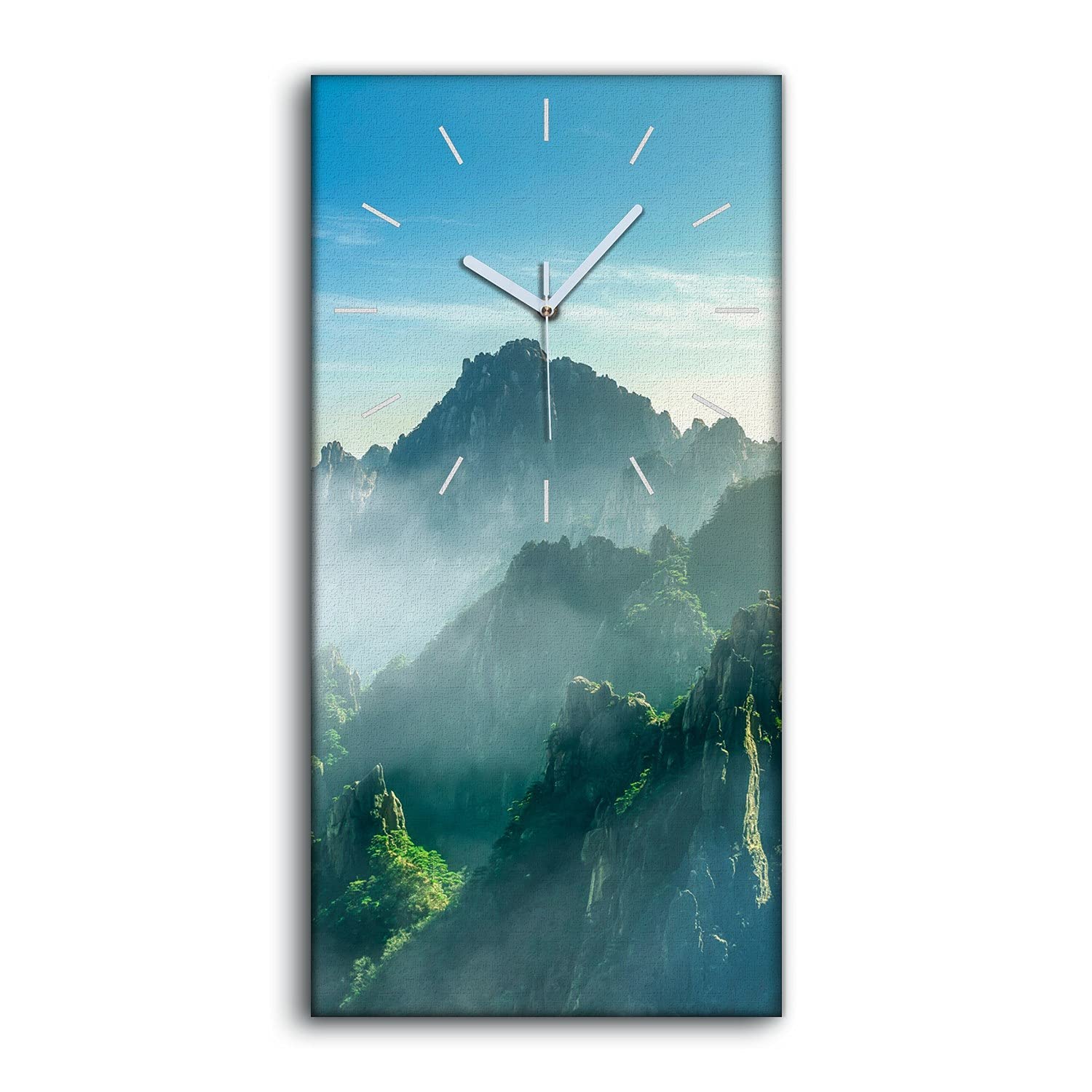 Horloge sur Toile Arbres de Montagne Ciel Nuages Image Art Moderne
