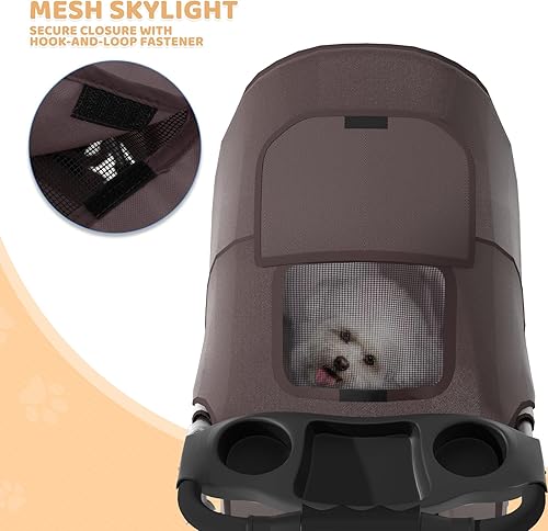 Miniatura 10 de Magshion Cochecito para mascotas de 3 ruedas, plegable para perros y gatos pequeños y medianos (hasta 33 libras), transportador ligero con cubierta