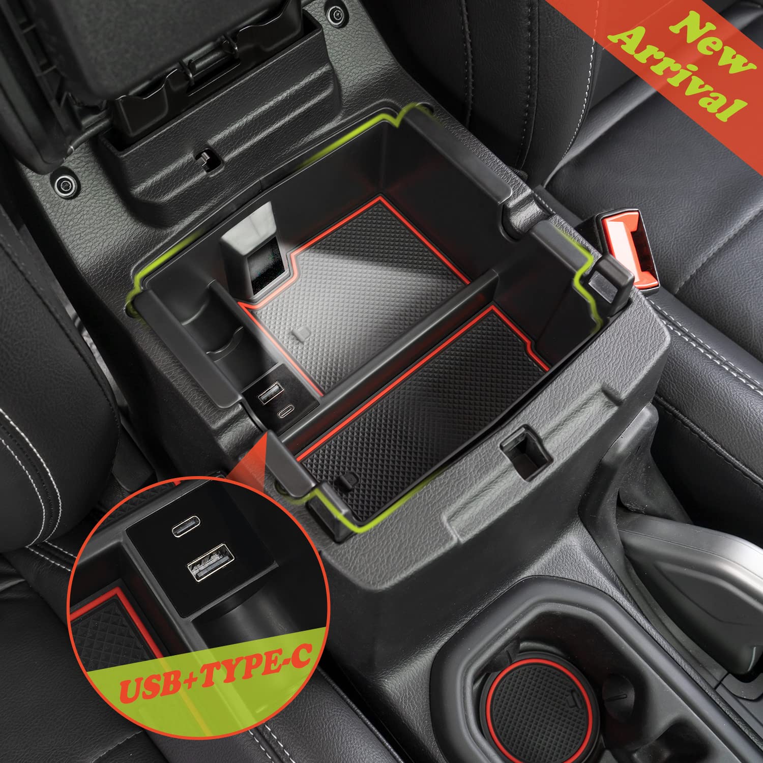 Buy For Jeep Wrangler Center Console Organizer with USB Power Port for