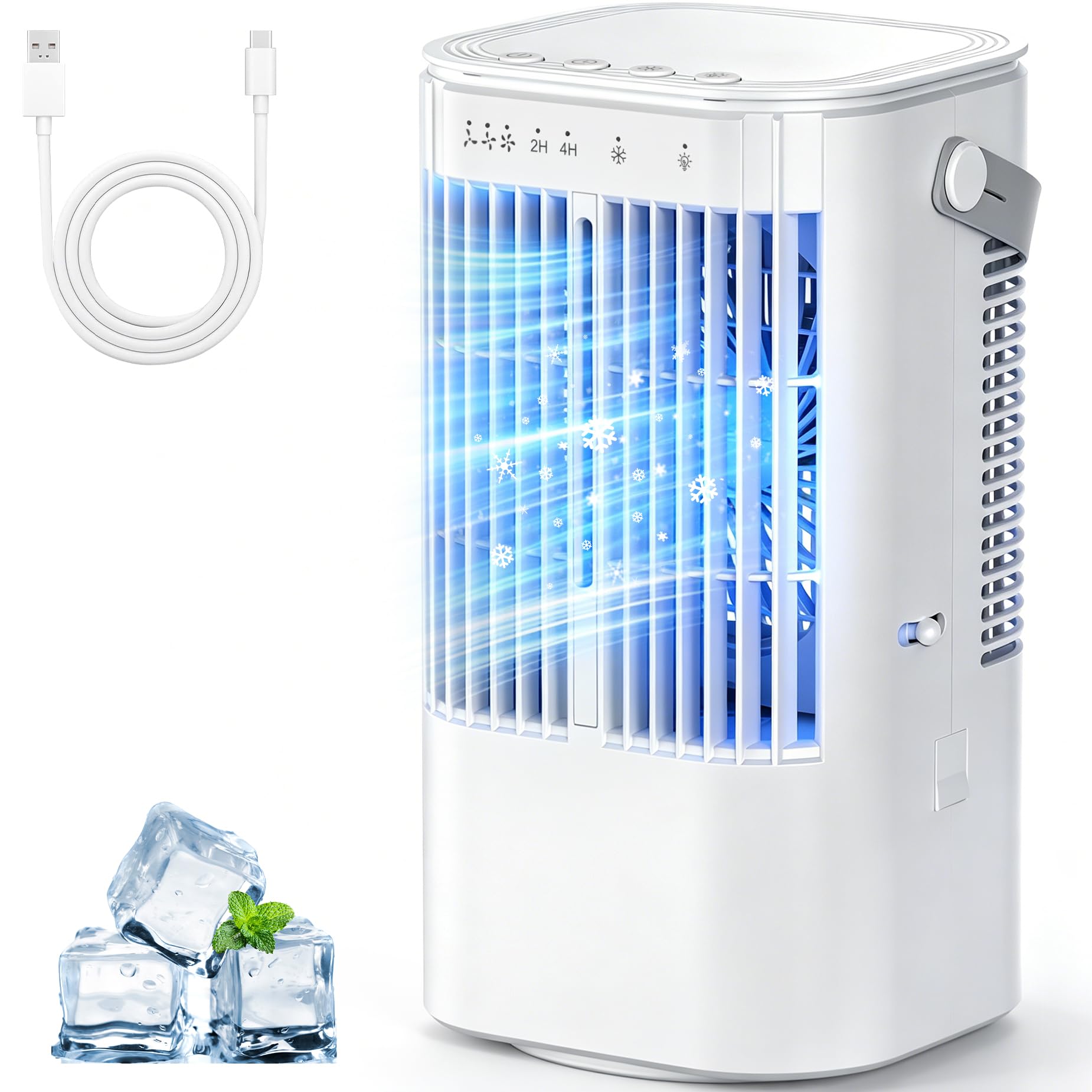 Portable Air Conditioner, 4-in-1 Mini Small Air Conditioner Evaporative Air Cooler Fan with 1000ml Water Tank, 3 Speeds & 7 LED Lights, Personal Mini AC with Timer for Home, Bedroo image 7