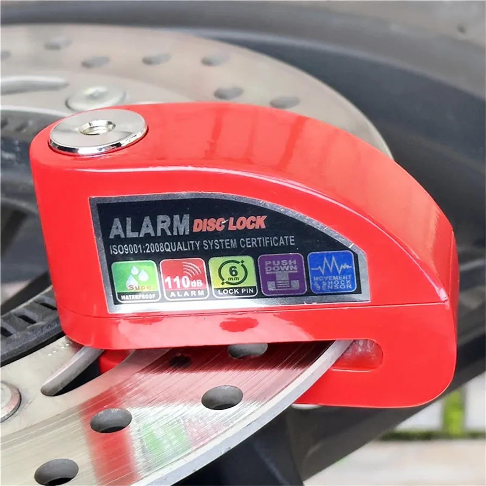 zamka motocyklowego Alarm motocyklowy Tarcza aluminiowa Blokada ze stopu aluminium Skuter Rower Tarcza Alarm Blokada hamulca Bezpieczeństwo Wodoodporny Antykradzieżowy(E)