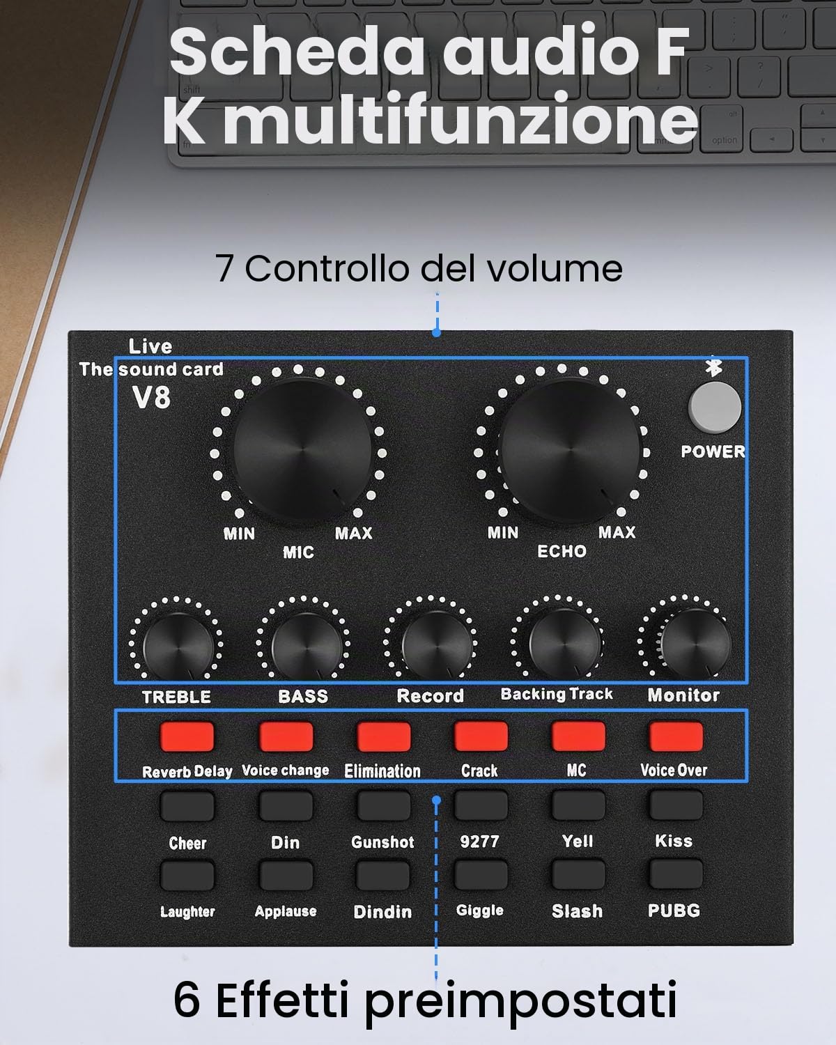 Pacchetto attrezzatura podcast, interfaccia audio all-in-one con microfono a condensatore da studio, perfetto per podcasting, registrazione, canto, streaming e giochi, PC, smartphone, YouTube, TikTok