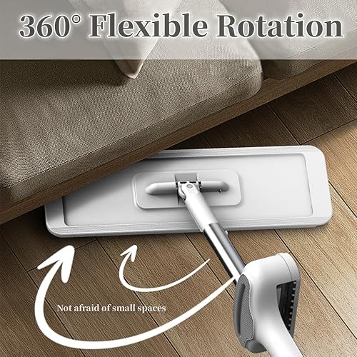 Miniatura 5 de Trapeador de microfibra de 15 pulgadas, con 4 almohadillas lavables, trapeador plano con mango ajustable para pisos de baldosas laminadas, uso