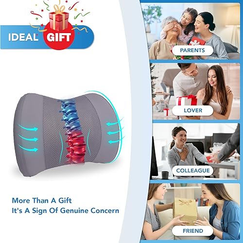 Miniatura 22 de Almohada de apoyo lumbar para automóvil, almohada lumbar de espuma viscoelástica para aliviar el dolor de espalda baja - Cojín de espalda para Negro