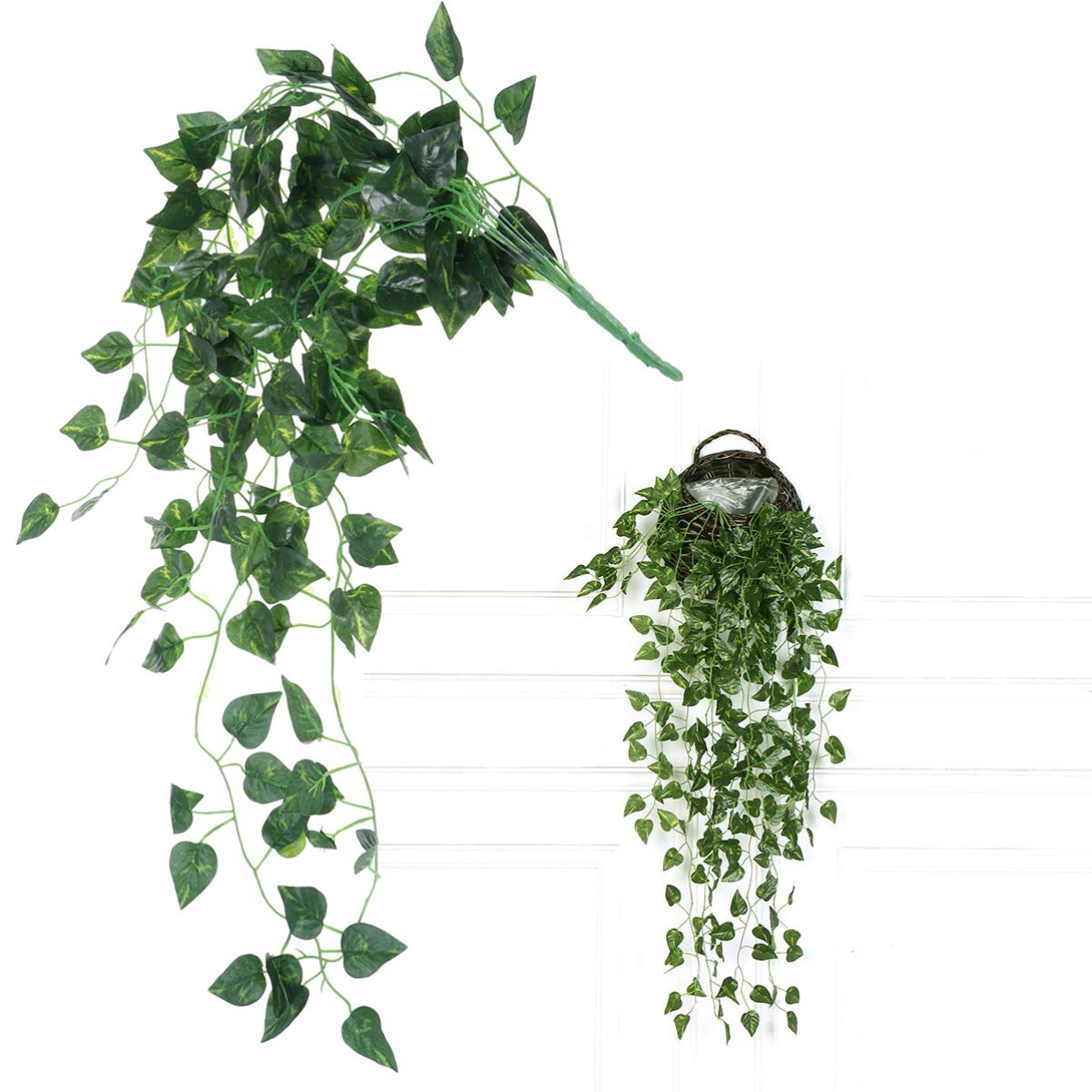 Yardwe Fake Scindapsus Artificial Hanging Ivy Fake Greenery Vine Plants Indoor Plant Fake Foliage Garland Hanging House Plants Decorative Ivy Garland Faux Plant Wedding Sweet Potato