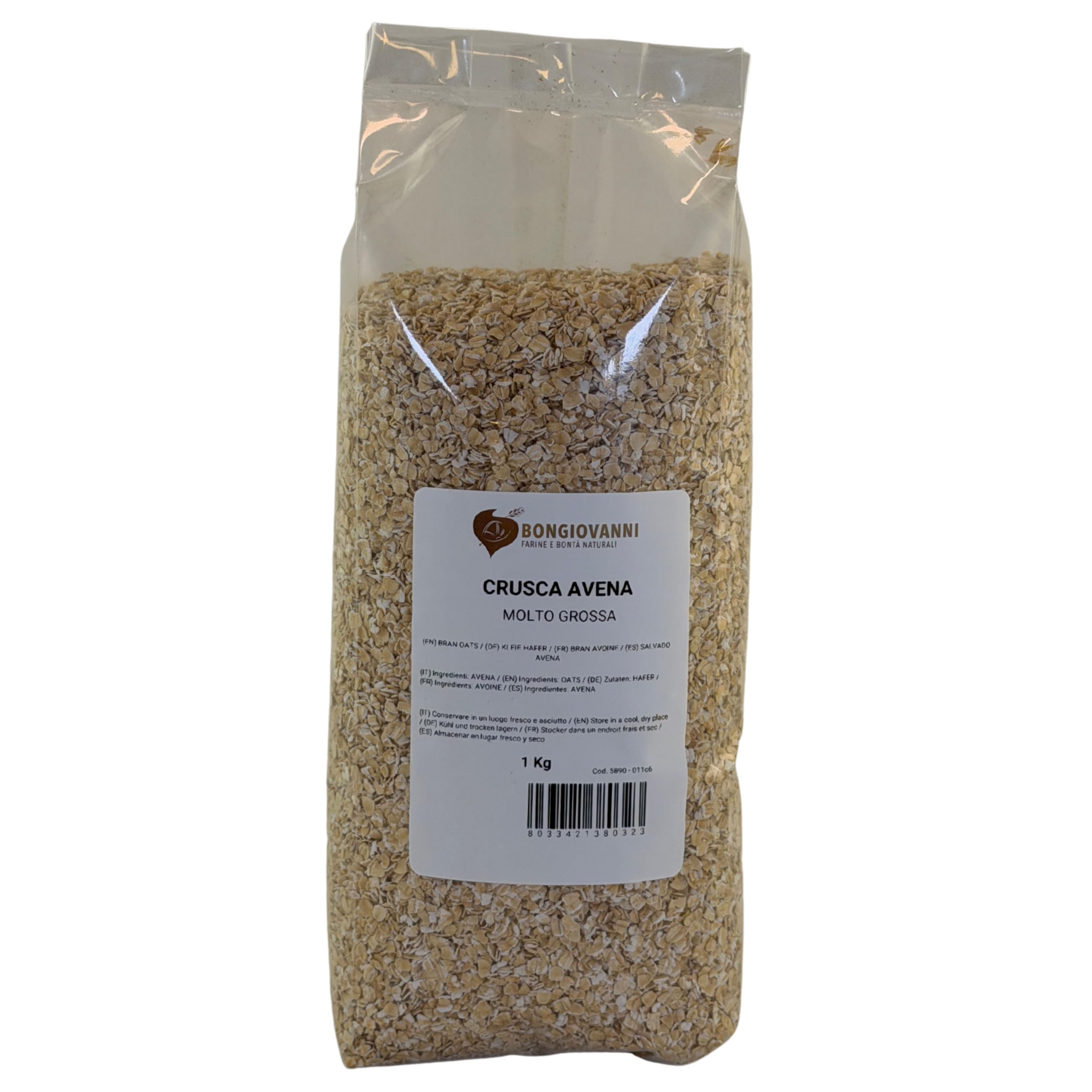 BONGIOVANNI FARINE E BONTA' NATURALI Crusca D'Avena, Macinazione grossa - Formato da 1 kg