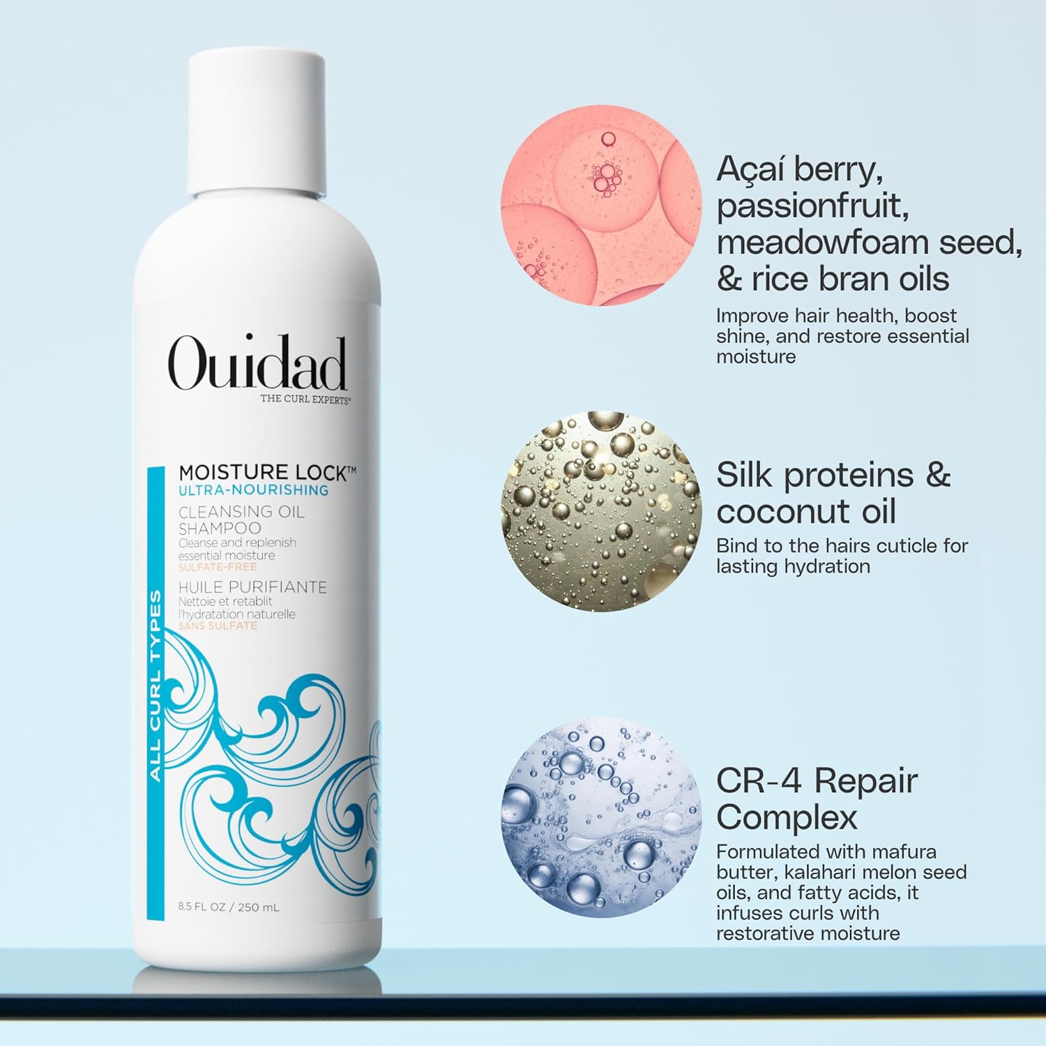 Ouidad Moisture Lock Ultra Nourishing Cleansing Oil Shampoo for Curly Hair – Gently Cleanses, Moisturizes and Rehydrates Dry, Damaged Curls and Scalp, Sulfate-Free, For All Curl Types - Image 5