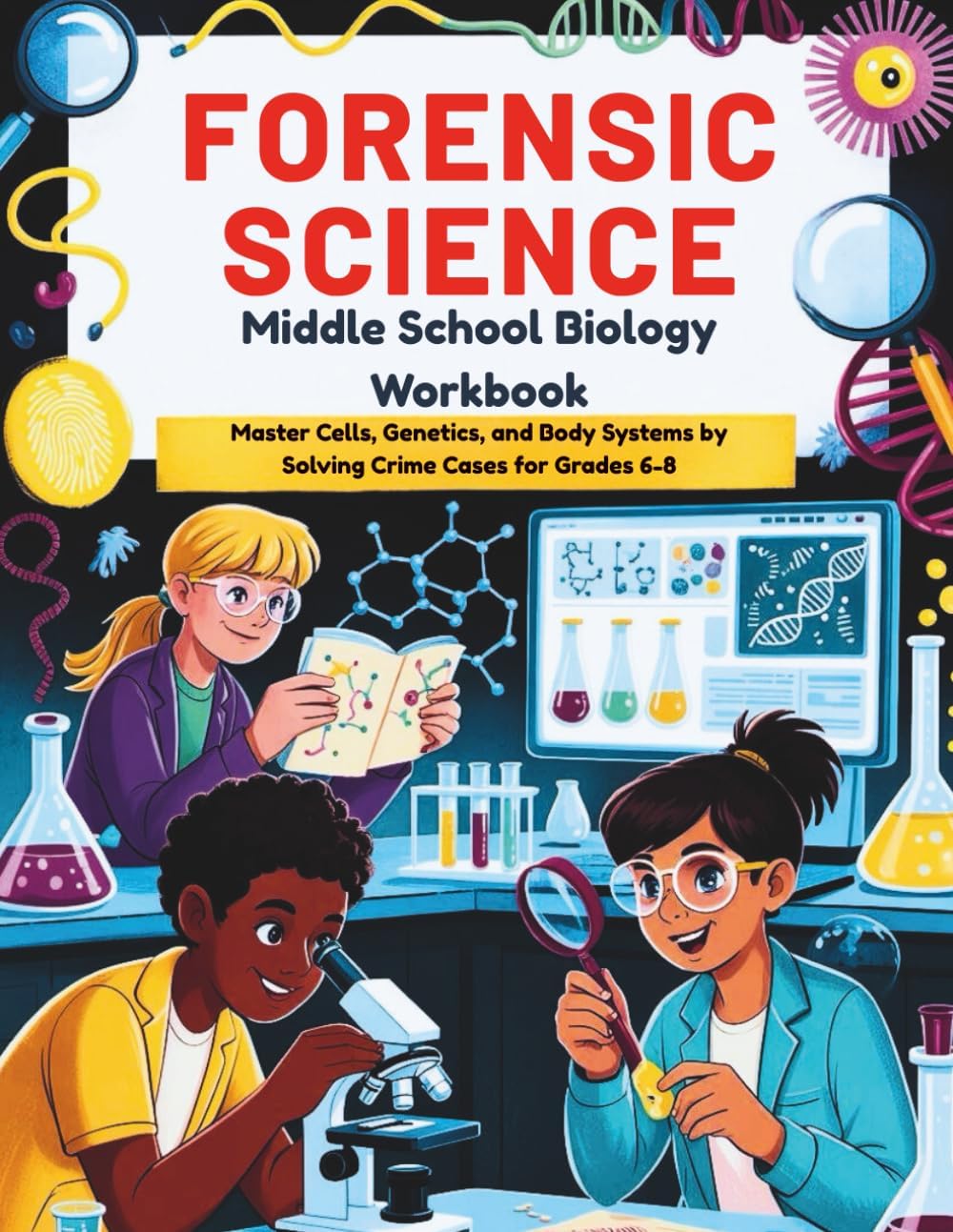 Forensic Science Middle School Biology Workbook: Master Cells, Genetics, and Body Systems by Solving Crime Cases for Grades 6-8 (Learn & Grow Series)
