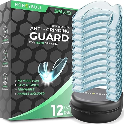 HONEYBULL Juego de protectores antimolienda 12 unidades, delgado viene en tamaño más pequeño para una mejor comodidad  Cómodo protector bucal