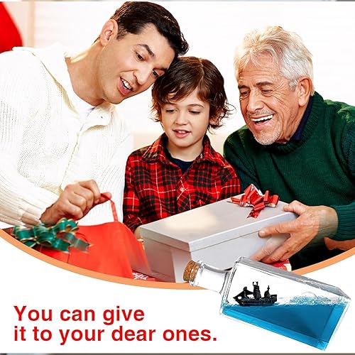 Miniatura 9 de Botella de Deriva de Fluido de Crucero, Barco Insumergible en una Caja, Modelo de Crucero Titanic Decoración de Crucero de Onda Líquida, Juguete