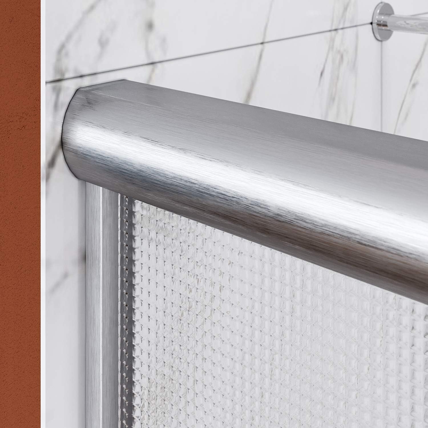 Black Friday Clearance ELEGANT 58.5-60'' W x 72'' H Bypass Shower Door, Double Sliding Shower Glass Door, Semi-Frameless Shower Door with 1/4'' Frosted Glass, Brushed Nickel Finish