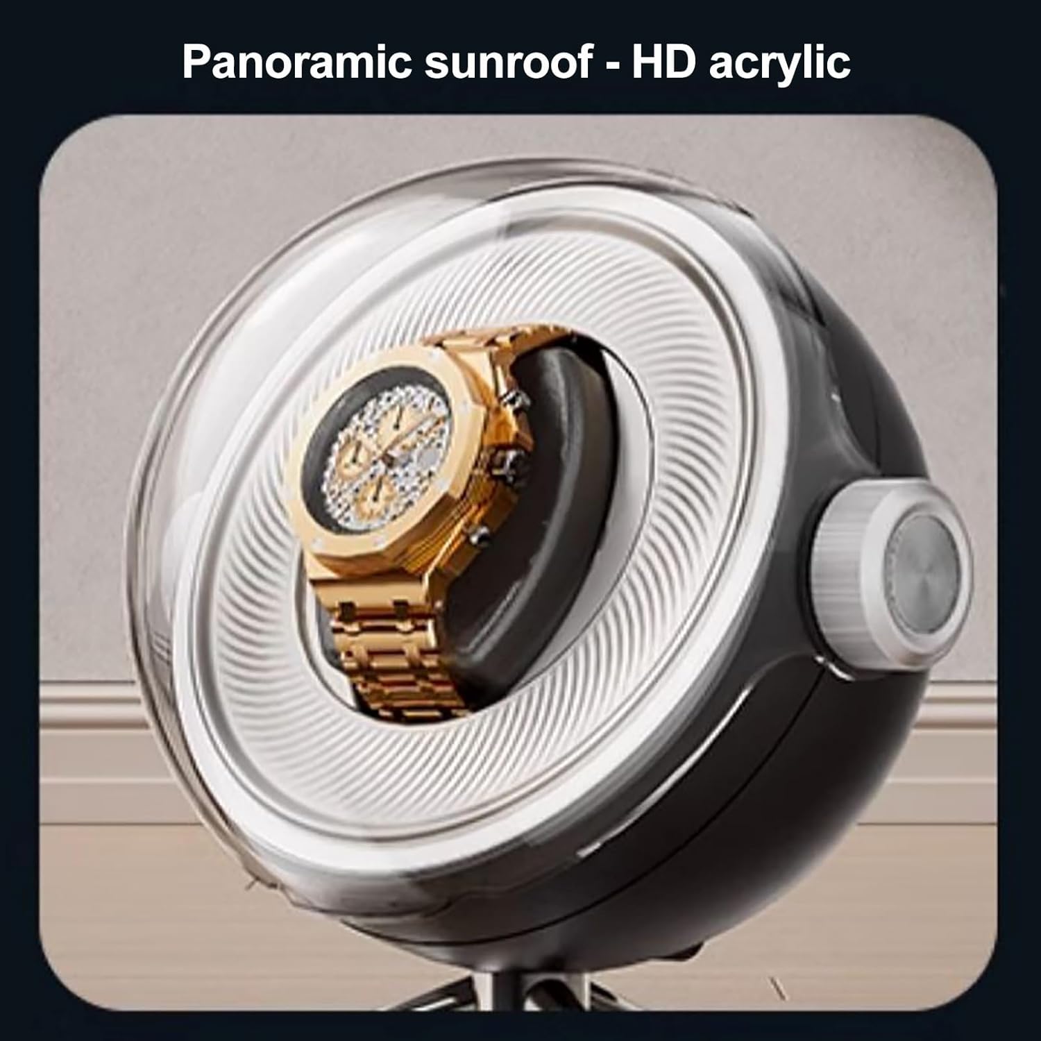 Single Watch Winder for Automatic Watches with Silent Motor, Rotating Watch Box 2 Rotation Modes Setting Display Case with Light(Multi-Colored)