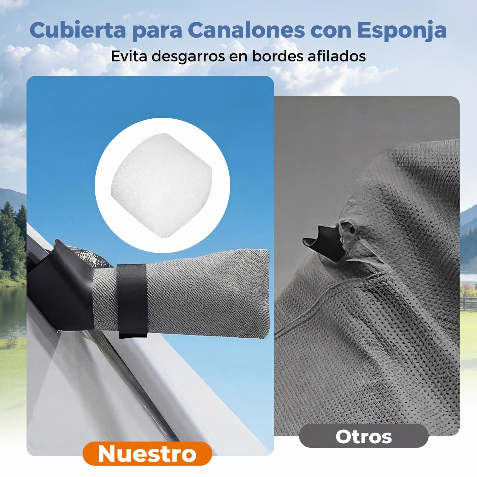 COSTWAY Funda Caravana, Cubierta Protectora para Autocaravana con 9 Correas de Fijación, 6 Tapas de Canalón, 2 Parches de Reparación y Bolsa, Lona para Caravana, Verano, Invierno (571x260x250cm)