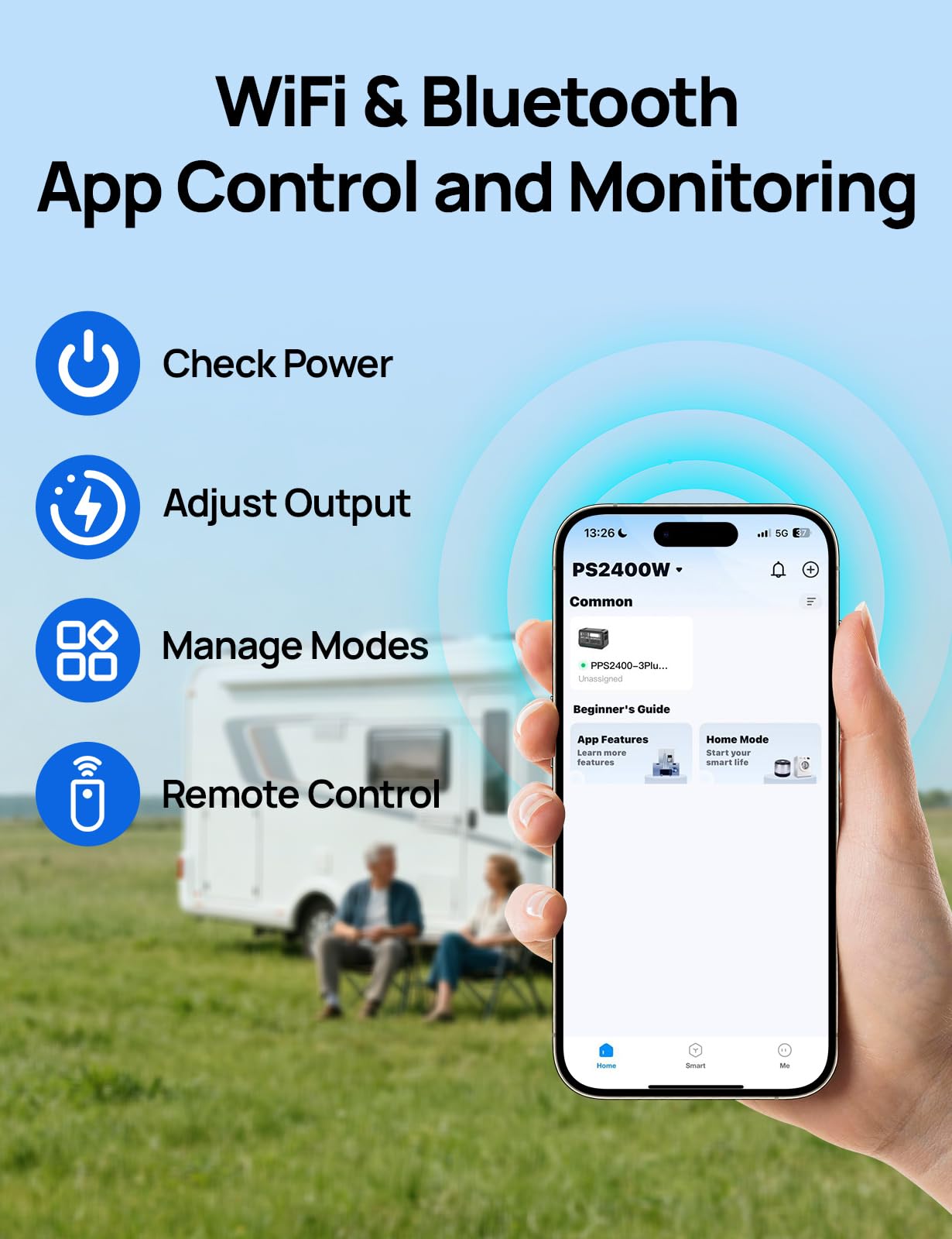 ECO-WORTHY PS2400W przenośna stacja elektryczna, 2048 Wh, przenośny generator elektryczny, 10 portów, 4800 W, moc szczytowa WiFi i Bluetooth, na kemping, zasilanie awaryjne w domu