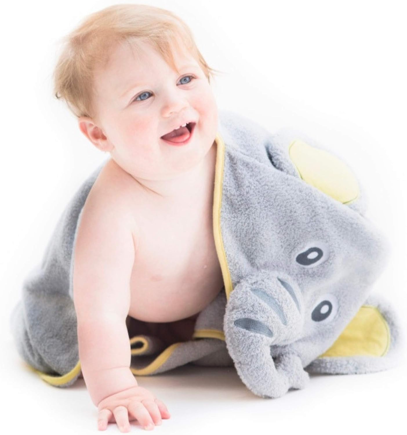Little Tinkers World Premium Hooded Towels for Baby | Beach Or Bath Towel | Grey Elephant Design | Ultra Soft and Absorbent | 100% Cotton Childrens Swimming/Bath Towel with Hood for Girls and Boys
