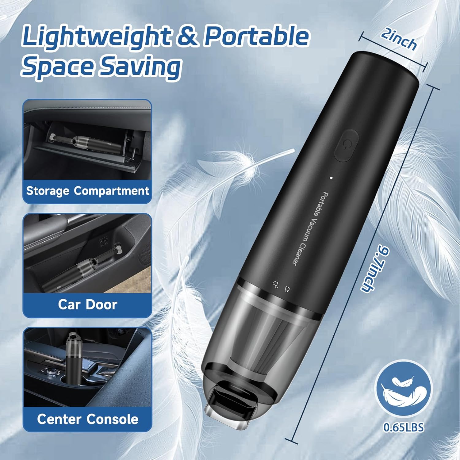 Handheld Vacuum Cordless Mini Vacuum Cleaner Portable 13000 PA Suction Power with 2 HEPA Filter, 2 Suction Modes, Hand Held Vacuum Rechargeable for Car, Home, Pet Hair, Office, Keyboards Black - Image 4