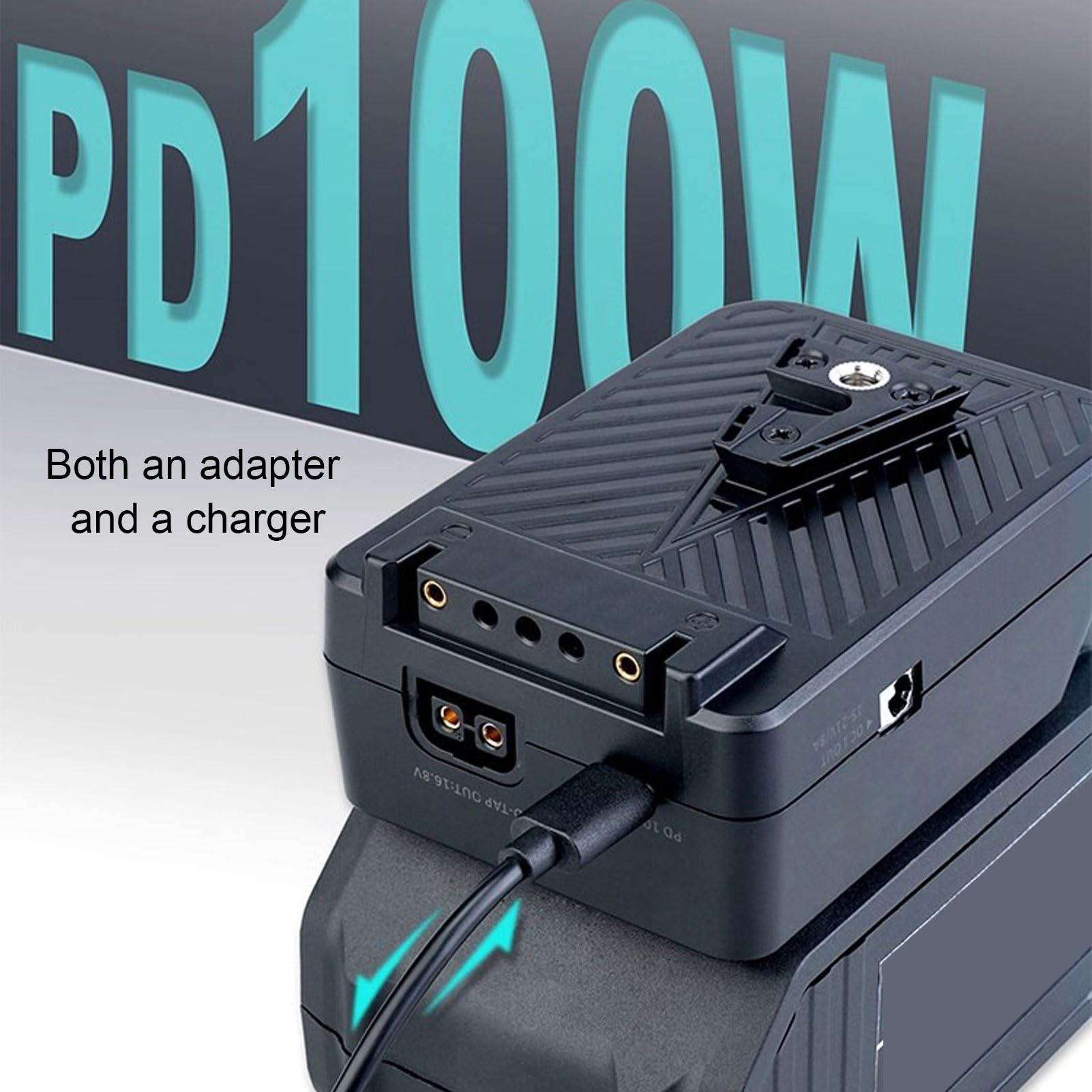 AMONIDA Placa Adaptadora de Batería para Herramienta Eléctrica, Convertidor Bidireccional PD de 100W para Iluminación de Cámara, Trabajo Al Aire Libre, Montaje en V