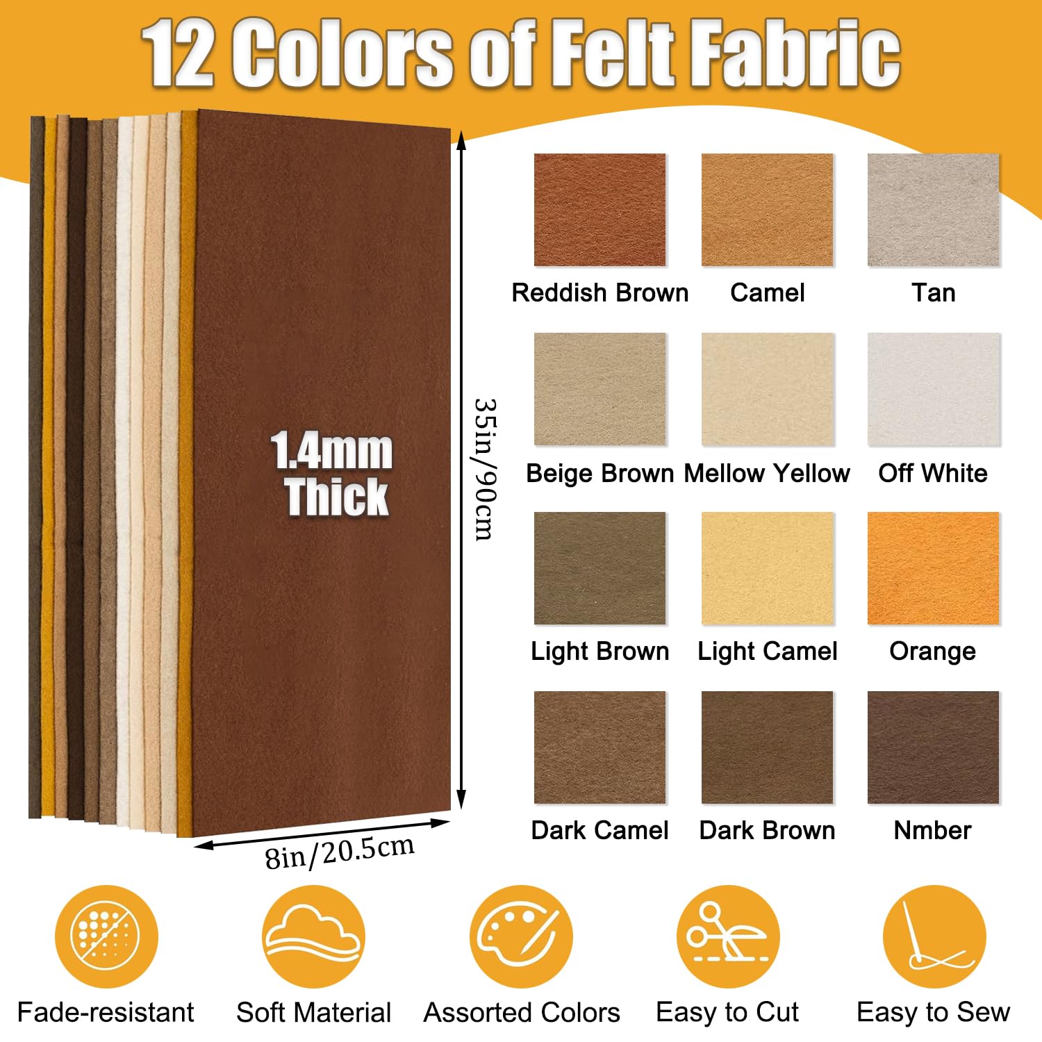 Wonninek Soft Felt Fabric Sheet Crafts for Christmas 1.4mm - Image 2