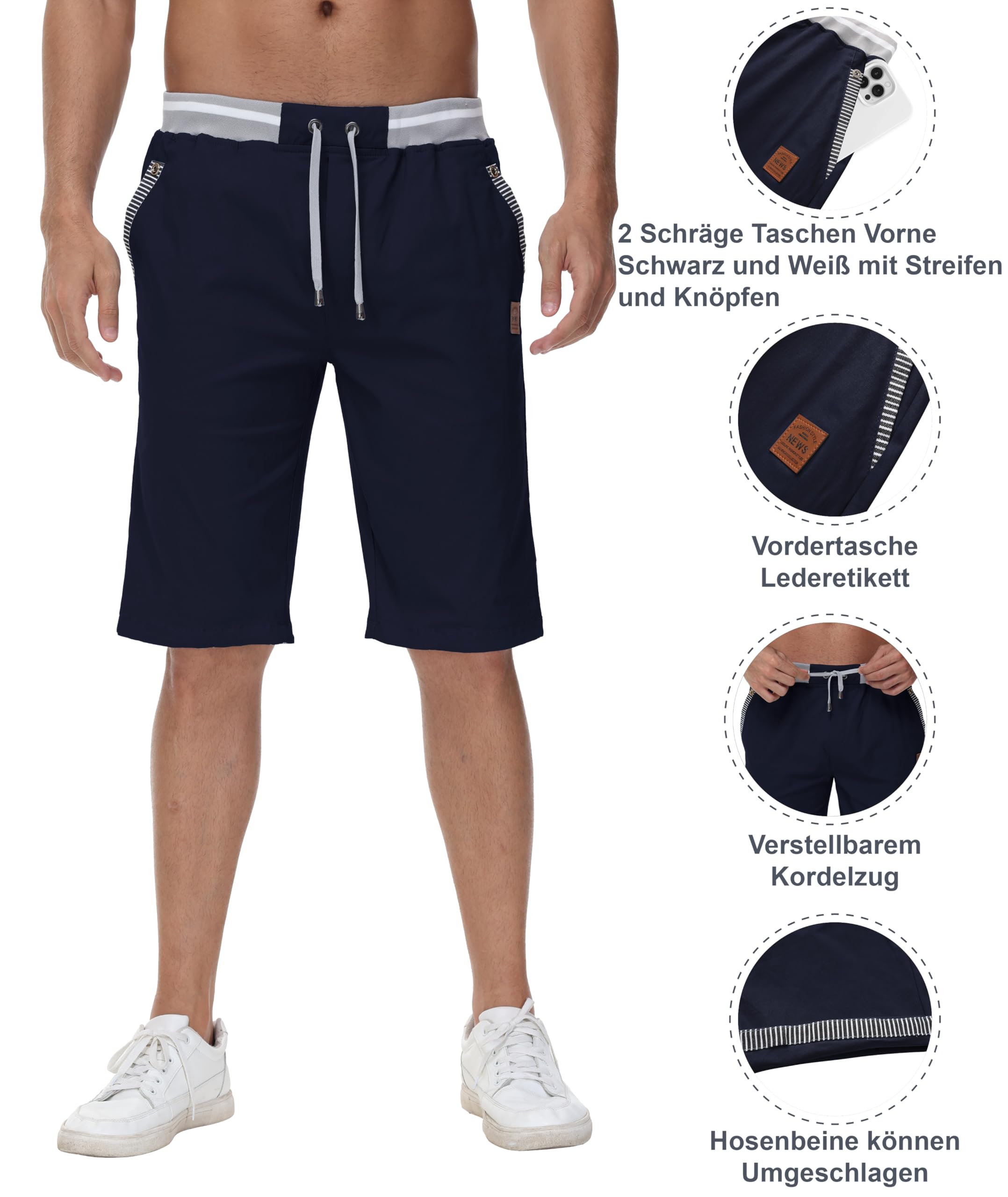 Djtnzdm Bermuda Cargo Estivi Pantaloncini Bermuda Uomo Cotone Lavoro Casual Sportivi Pantaloni Corti Golf Shorts Uomo