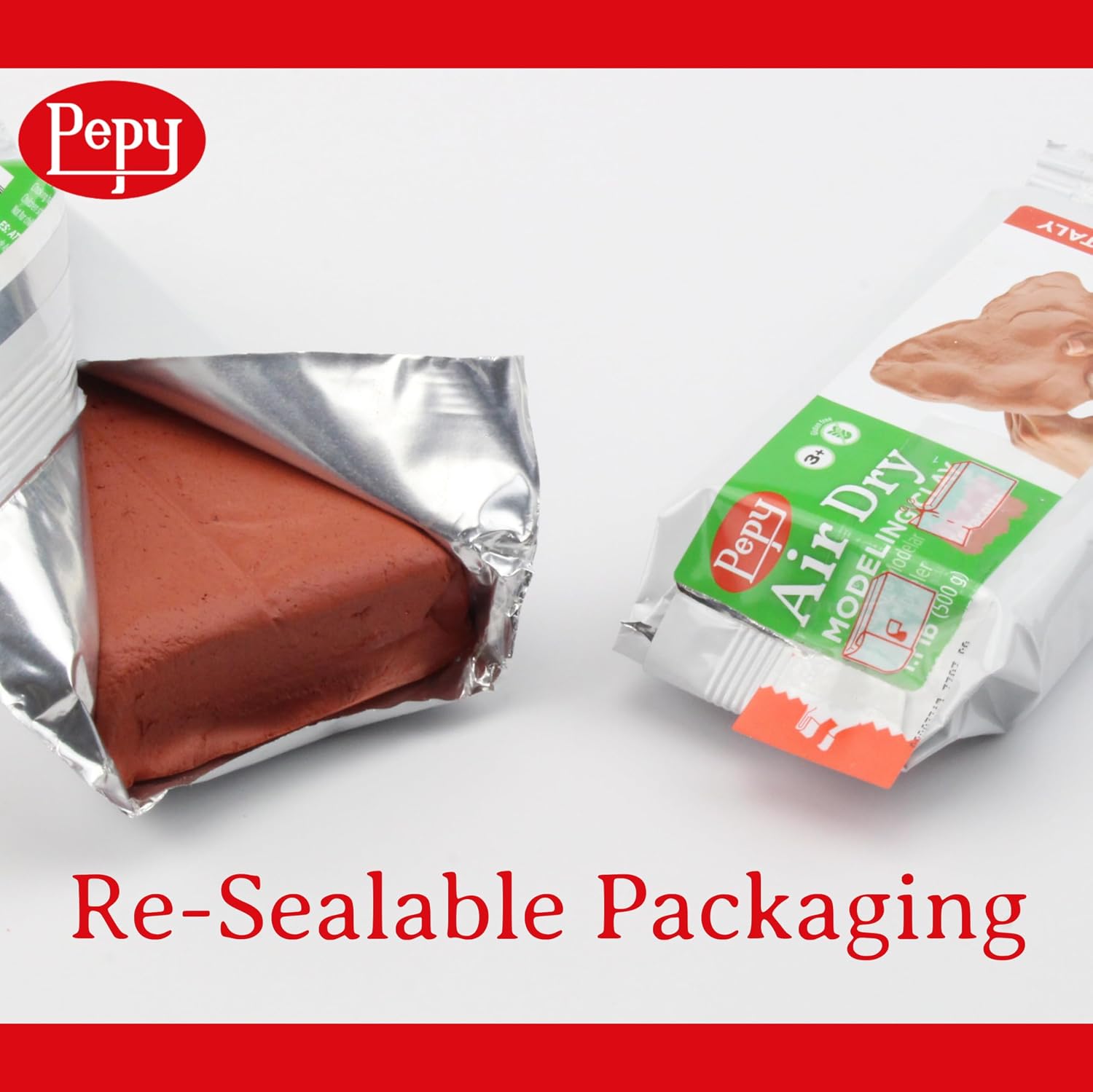 Pepy Premium European Air Dry Modeling Clay Terracotta 3 Pack 1.1 lb Bars, 3.3 lbs Total, Easy to Use Air-Hardening Clay for Classroom and Montessori Sculpting and Crafts Projects