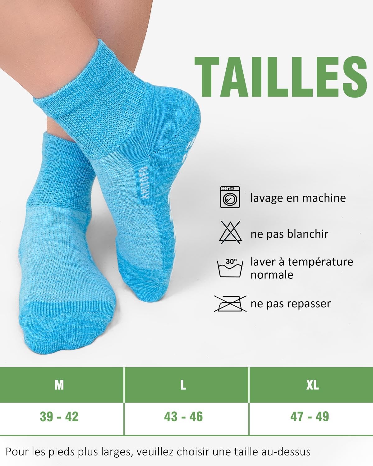 Chaussettes Diabétiques Antidérapantes Femme: Chaussettes de Bambou Extra Large Sans Elastique Sans Couture Homme Non Comprimantes Pieds Gonflés