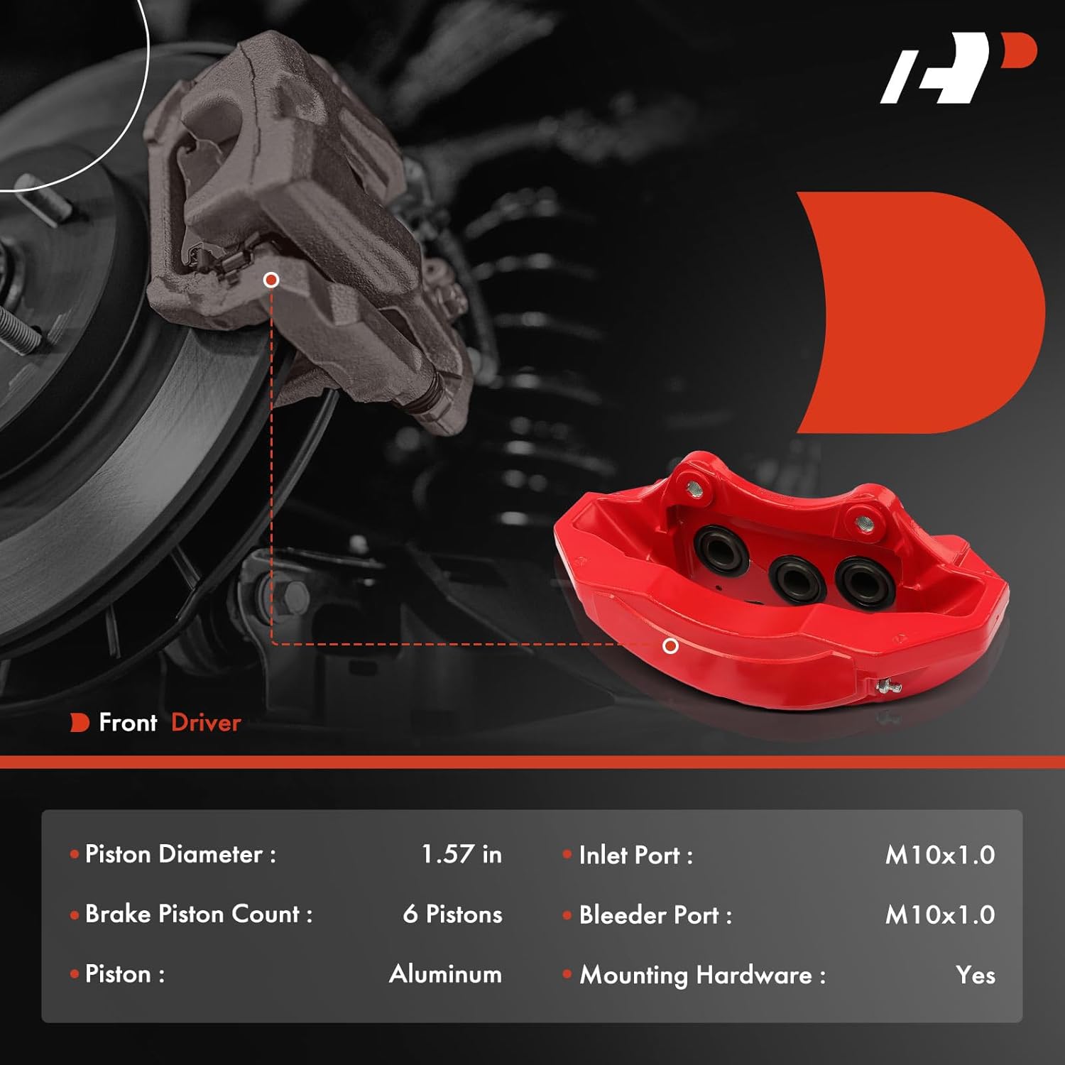 A-Premium Disc Brake Caliper Assembly with Bracket Compatible with Jeep WK2 Series Grand Cherokee 2012-2020 6.4L & Dodge Durango 2018-2020 6.4L - Front Left Driver Side