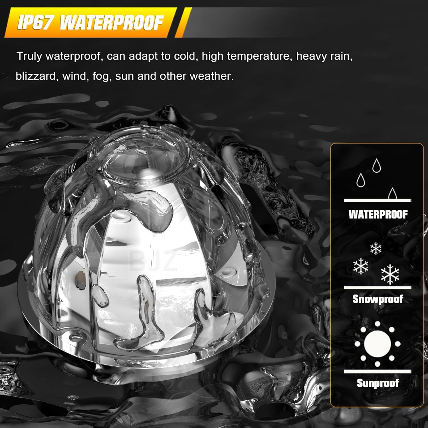 BJZ 6Pcs White Watermelon LED Strobe+Constant Marker Lights Dual Function Watermelon-Shaped Side Marker Clearance Tail Top Cap Roof Lights for Trailer Truck Semi-Trailer Heavy-Duty Truck Bus Van