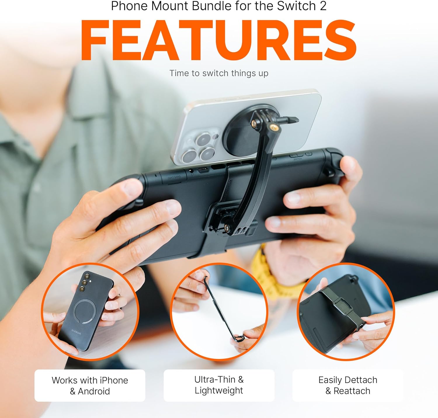 Mechanism Phone Mount Console Bundle for Nintendo Switch 2 | Easily Connect Any iPhone or Android Device Using Our Ultra Secure Phone Mount | Nintendo Switch 2 Accessories
