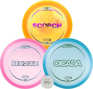 Discraft Z Lite 3-Pack - Premium Disc Golf Set with Cicada, Scorch, & Buzzz - Lightweight Discs in Varied Foils & Weights + Exclusive Snap Cap
